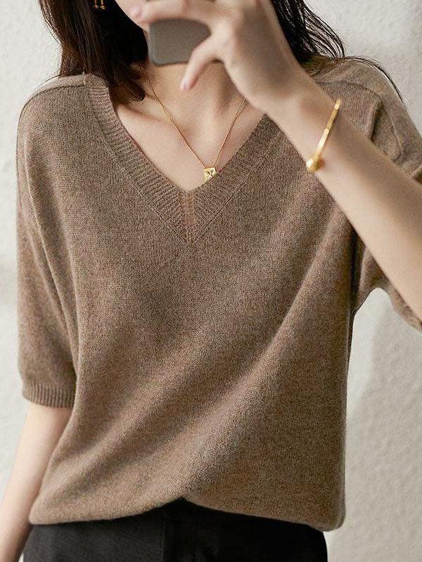 Luxuriöser, weicher Kaschmirpullover mit V-Ausschnitt für Damen 6