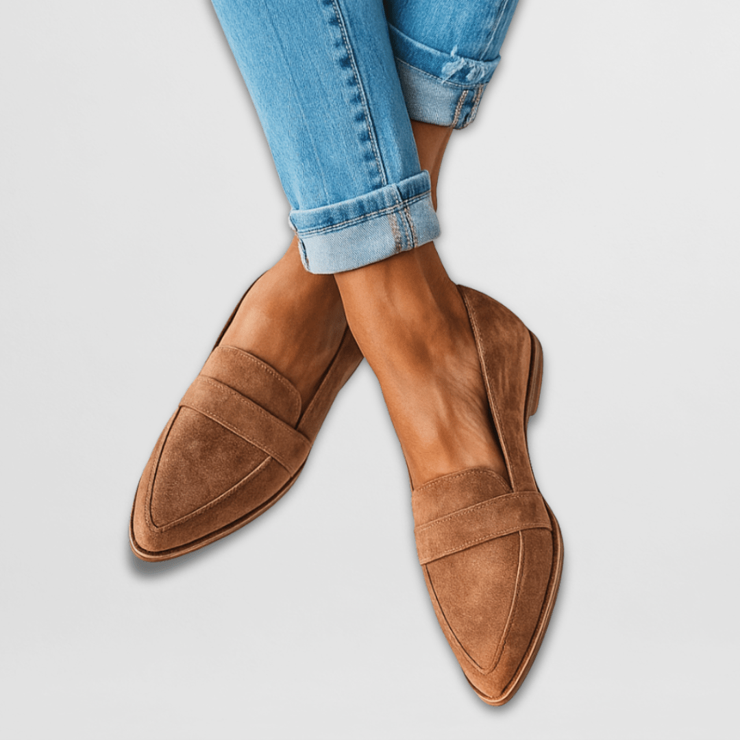 Magdalena | Damen Frühlings Spitz Zulaufende Wildleder Loafer 0