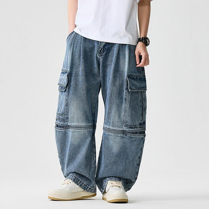 Herren Cargo Jeans Lockerer Parachute Fit Cargotaschen 1