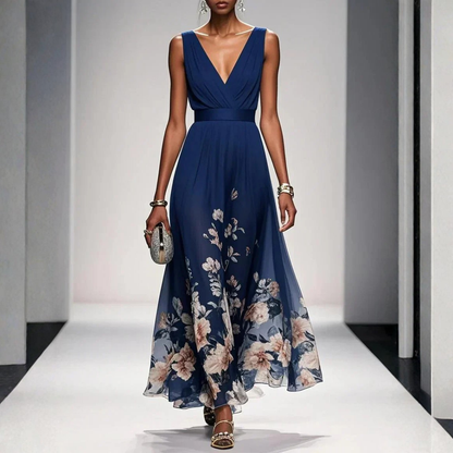 Maxi Kleid Damen | Florales Design Ärmellos