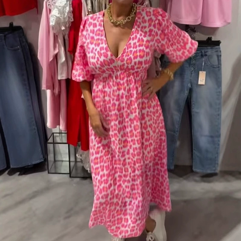 Maxi Kleid Damen | V-Ausschnitt & Puffärmel
