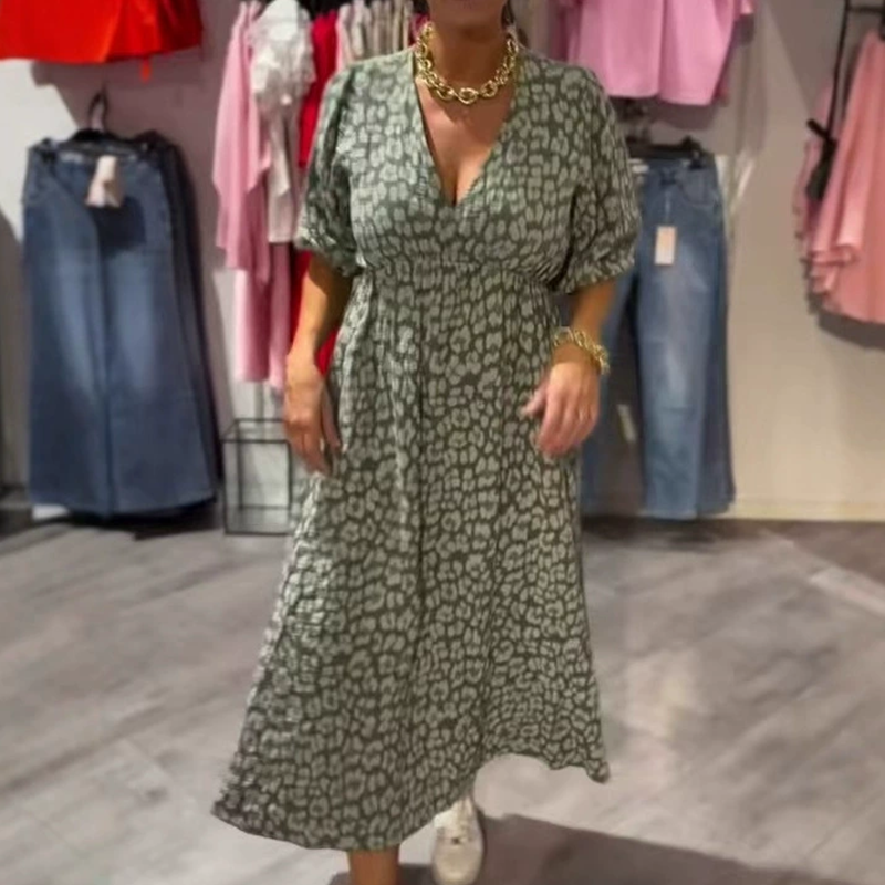 Maxi Kleid Damen | V-Ausschnitt & Puffärmel