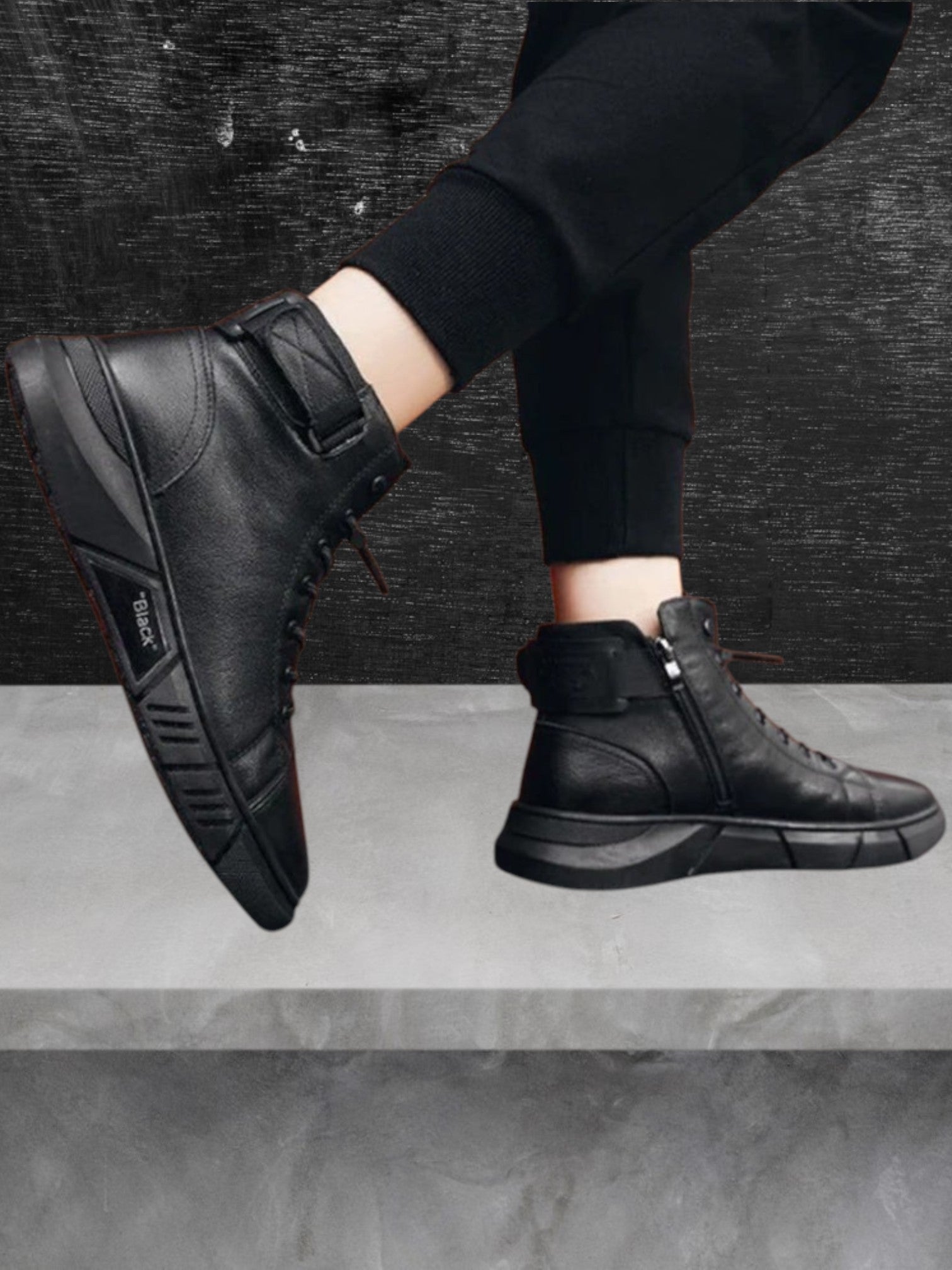 Maximilian | Bequeme schwarze Lederschuhe für Herren mit Gummisohle und modischem Design