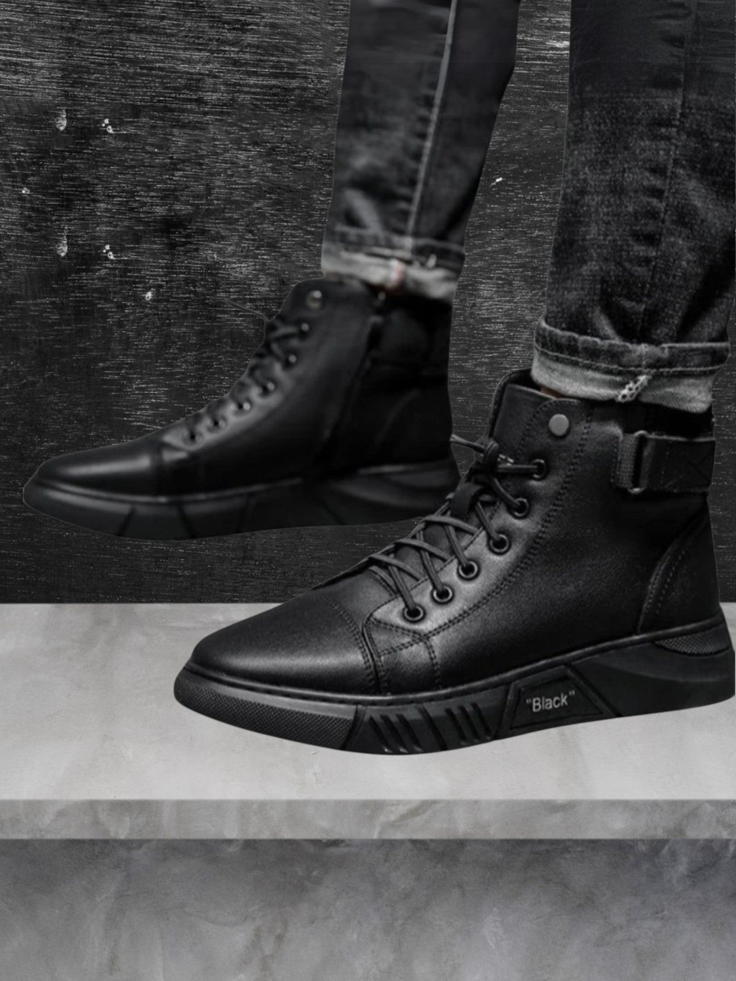 Maximilian | Bequeme schwarze Lederschuhe für Herren mit Gummisohle und modischem Design