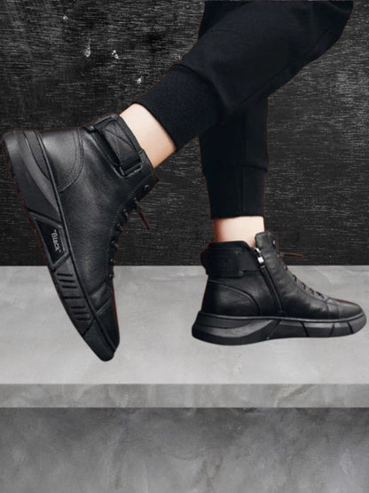 Maximilian | Bequeme schwarze Lederschuhe für Herren mit Gummisohle und modischem Design
