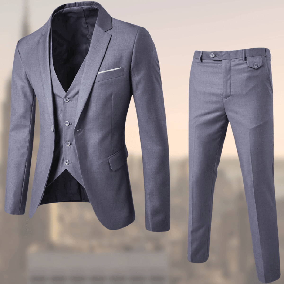 Herren Businessanzug 3-Teilig Sakko Weste Hose Formell 6