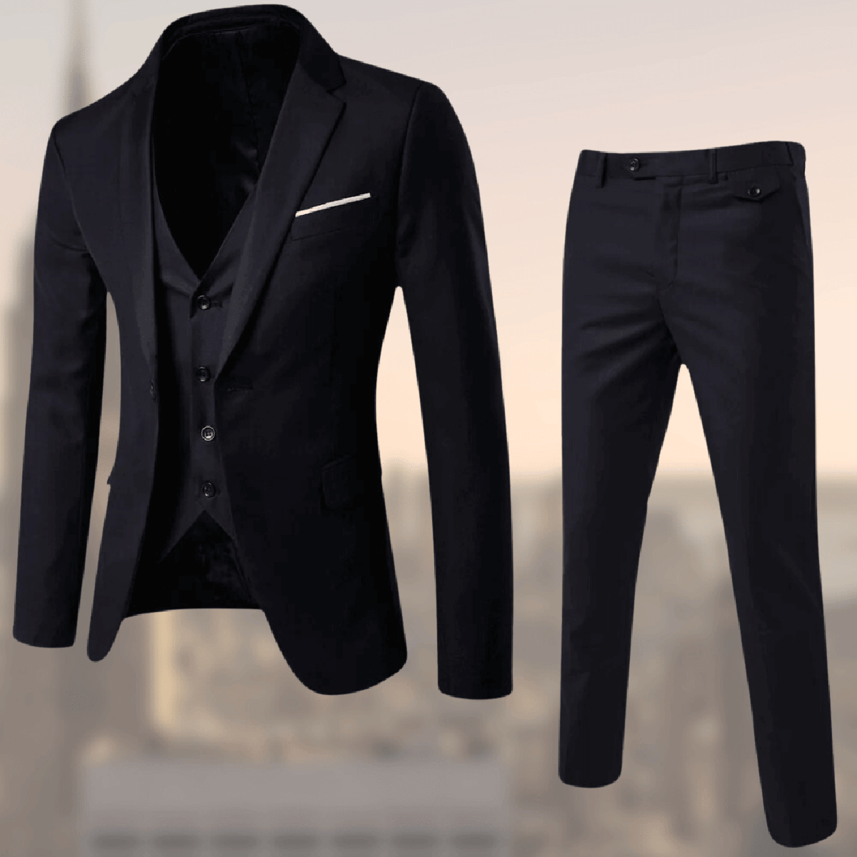 Herren Businessanzug 3-Teilig Sakko Weste Hose Formell 7