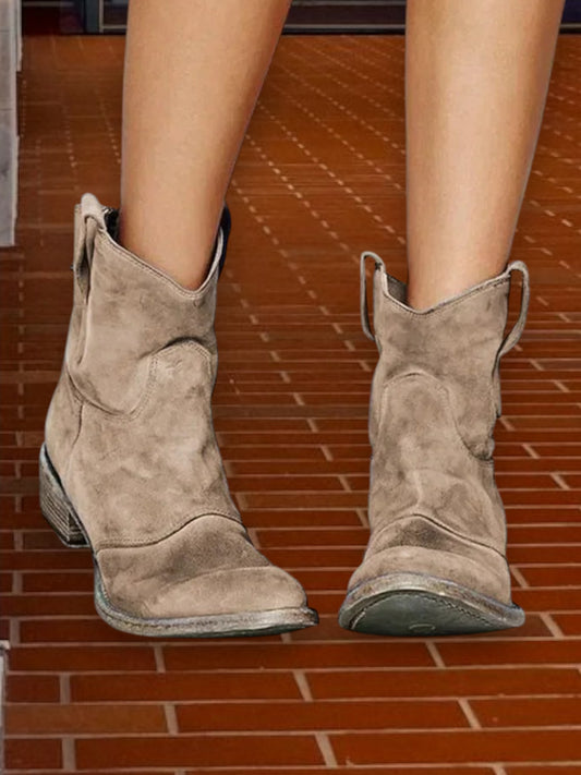 Mia | Vintage Cowboy Knöchelstiefel aus hochwertigem Leder für Damen