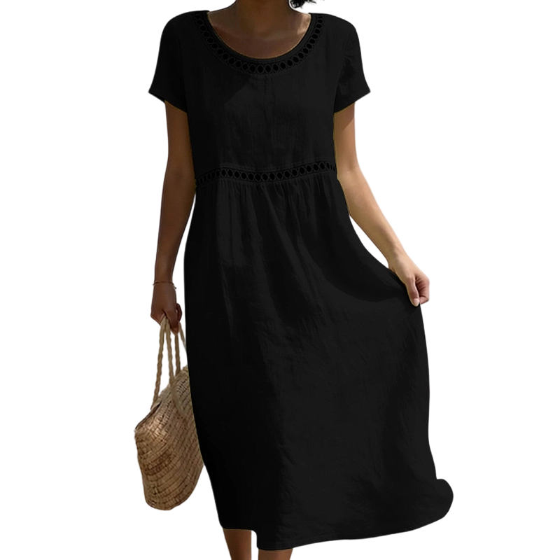 Midi Kleid Damen | Lockere Passform & Kurzarm