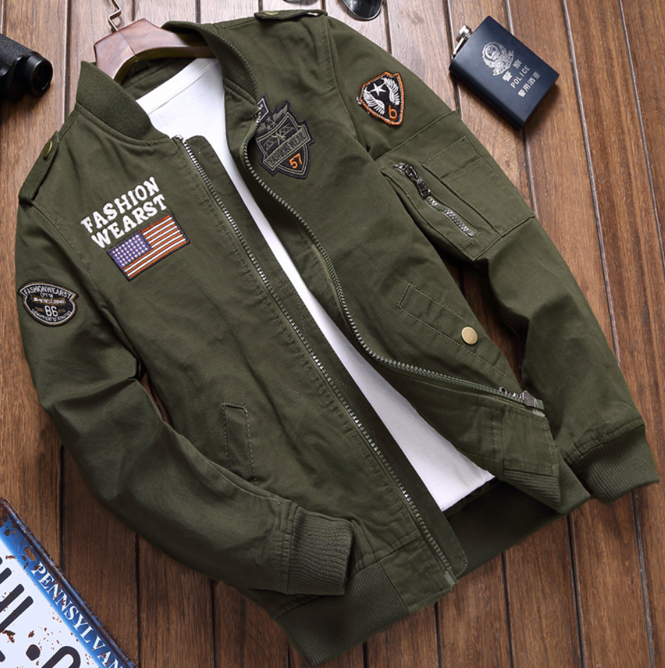 Militärjacke für Herren | Strapazierfähiges Design mit Aufnähern
