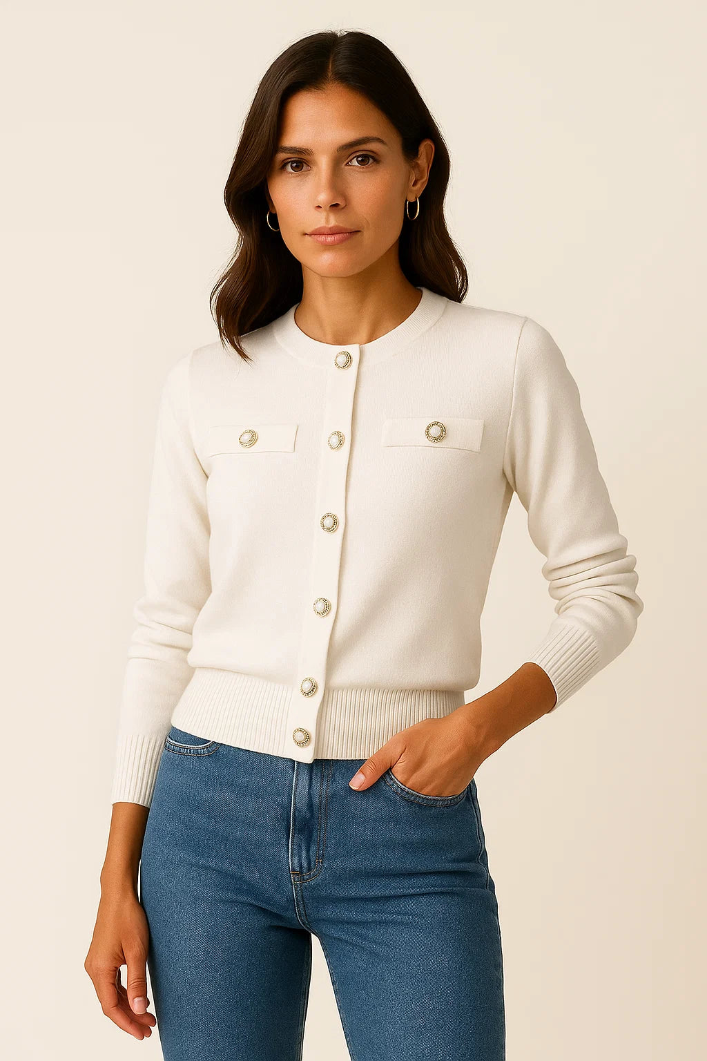 Moderner gemütlicher Cardigan mit langen Ärmeln 0