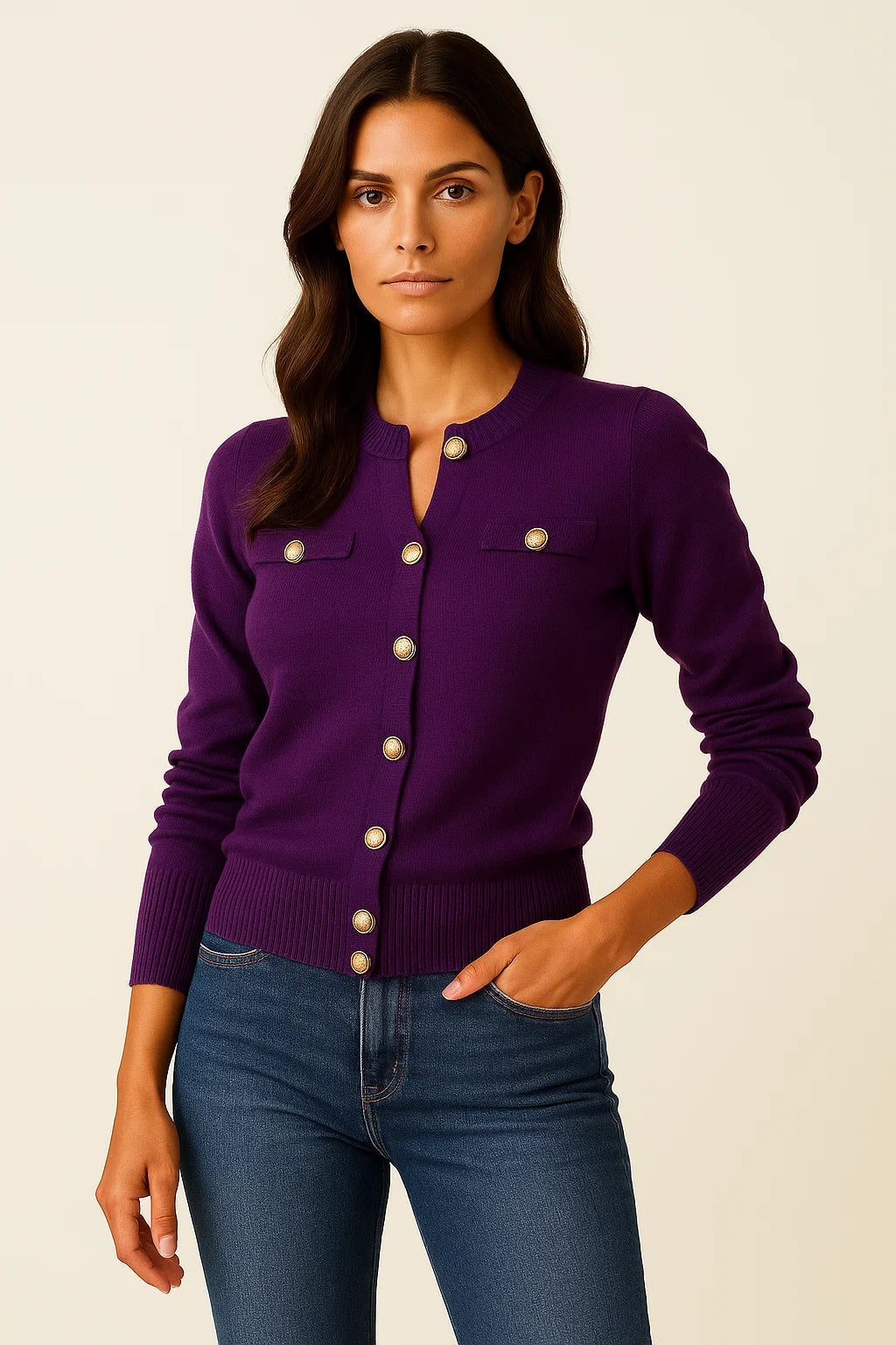 Moderner gemütlicher Cardigan mit langen Ärmeln 5