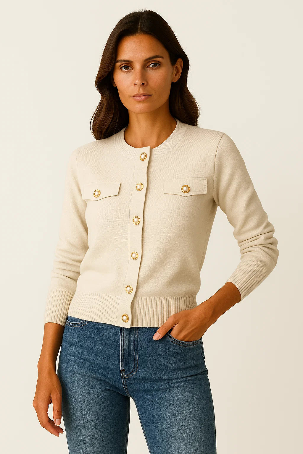 Moderner gemütlicher Cardigan mit langen Ärmeln 8