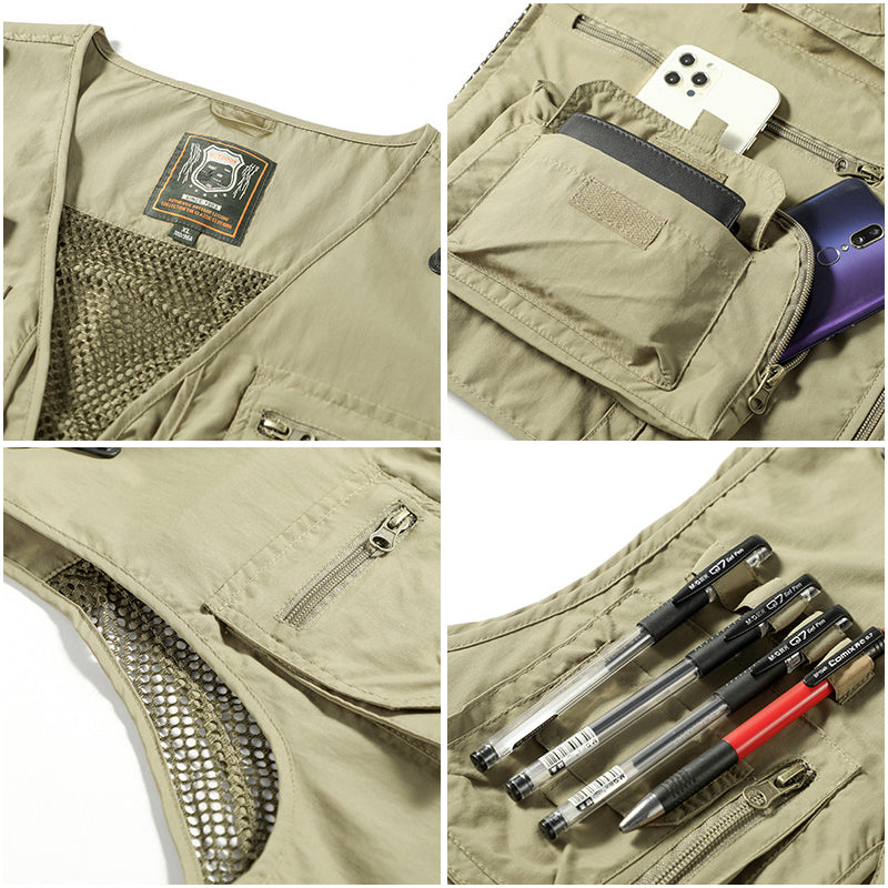 Sommer Weste Herren | Multi-Pocket Outdoor Weste