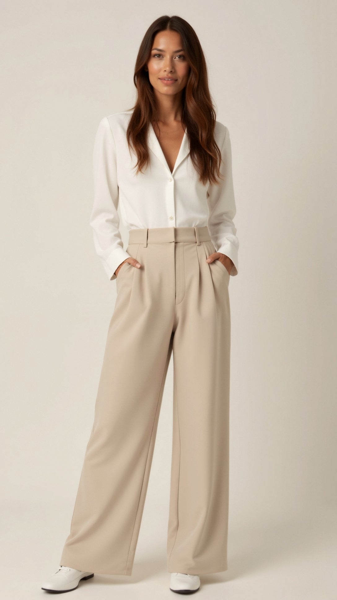 Natascha | Damen Frühjahrs Hochtaillierte Weite Hose 1