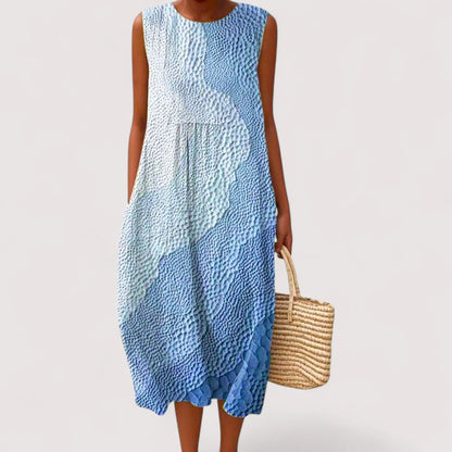 Midi Sommerkleid Damen | Ärmellos & Colorblock Karomuster