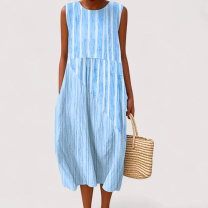Midi Sommerkleid Damen | Ärmellos & Colorblock Karomuster
