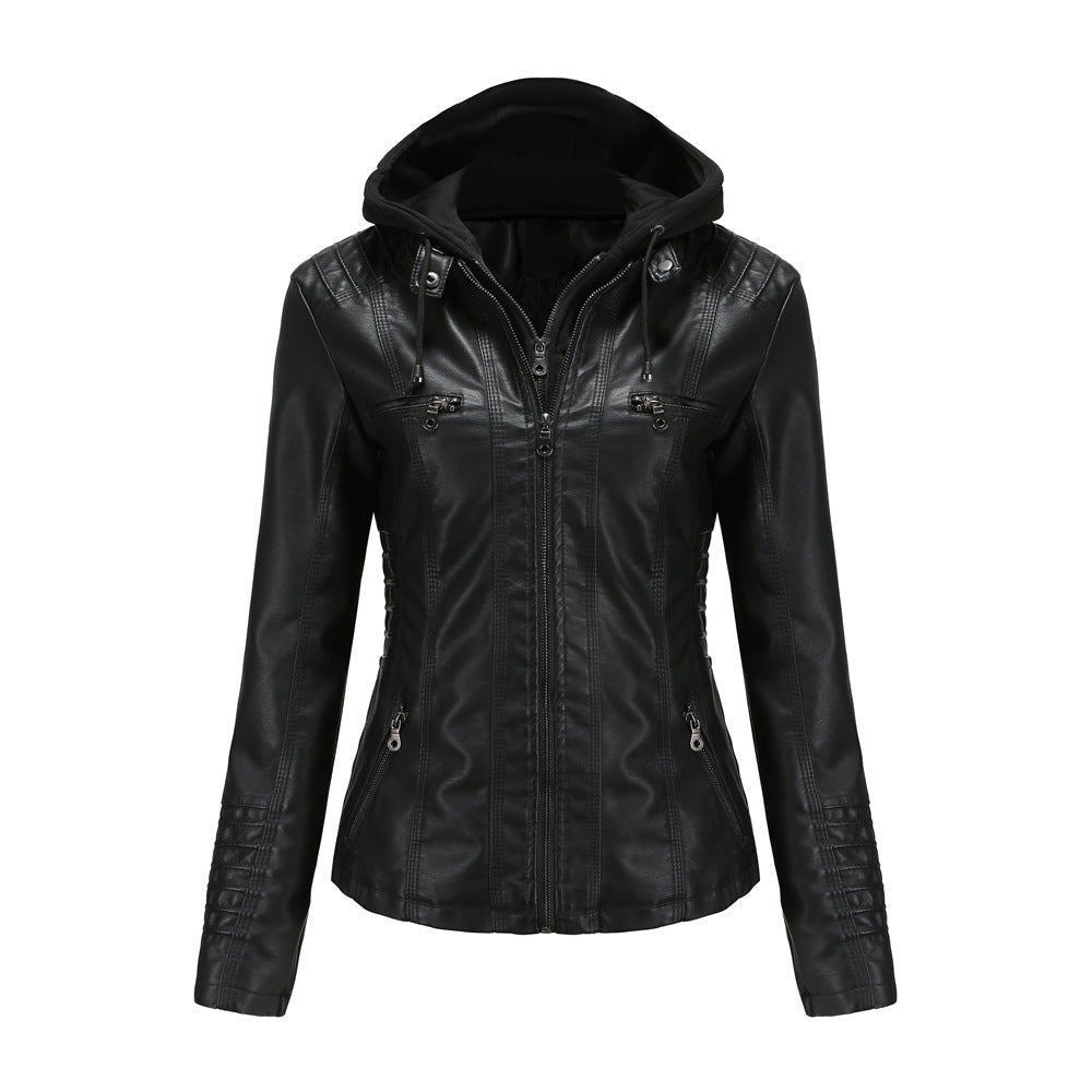 Bikerjacke Damen | Wärmendes Futter & Abnehmbare Kapuze 4