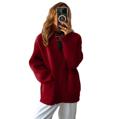 Strickjacke Damen | Lang mit Taschen und V-Ausschnitt 5