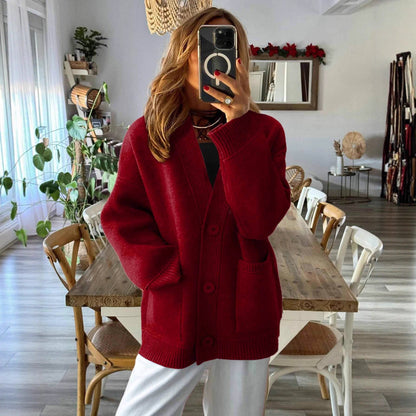 Strickjacke Damen | Lang mit Taschen und V-Ausschnitt 6