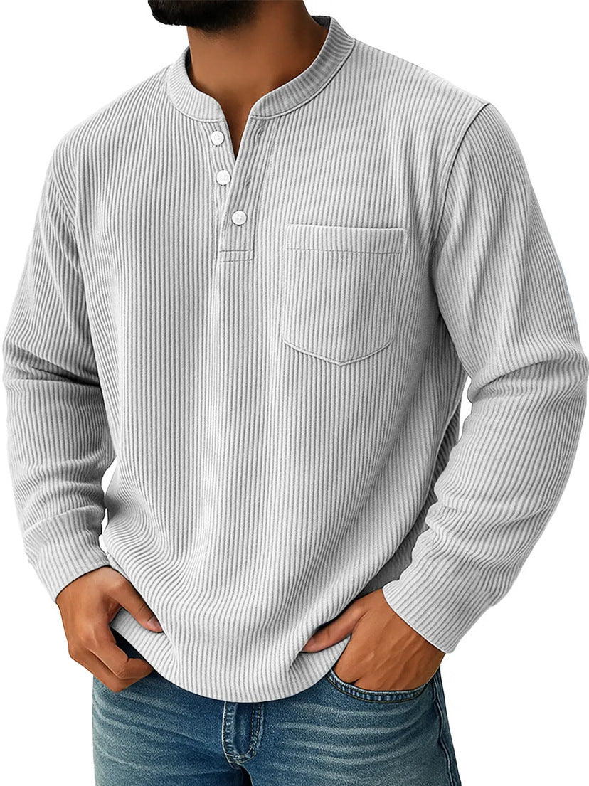 Henley Shirt Herren | Waffle Strick & Brusttasche 17