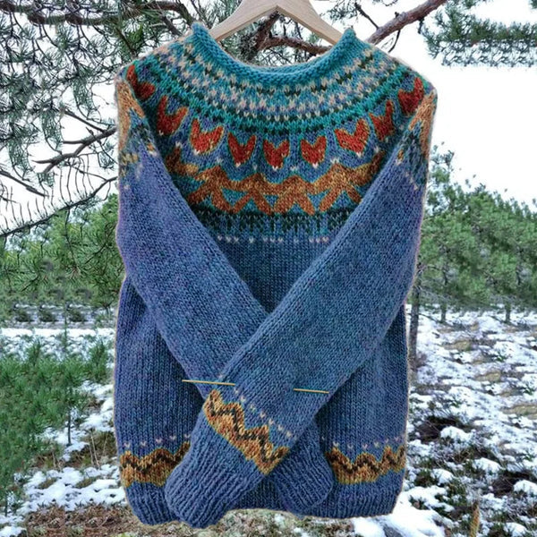 Strickpullover Damen | Isländisches Muster & Kuschelig Warm 1
