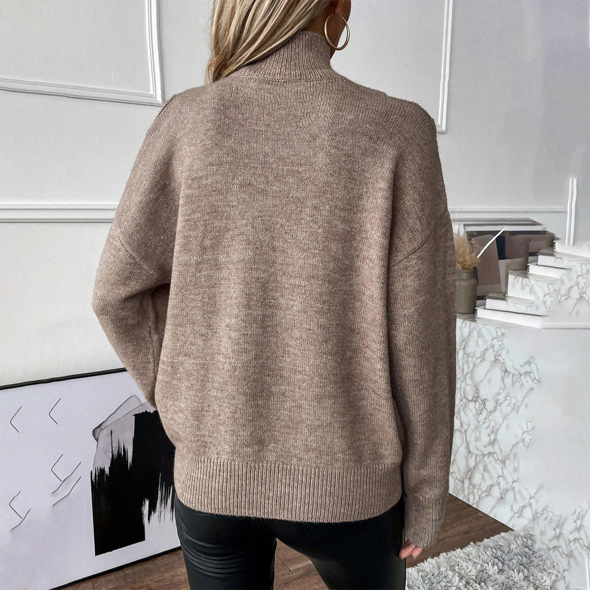 Rollkragenpullover Damen | Off-Shoulder & Warm 3