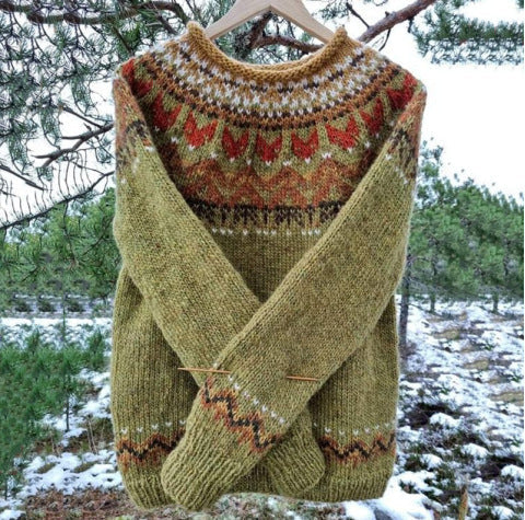 Strickpullover Damen | Isländisches Muster & Kuschelig Warm 2