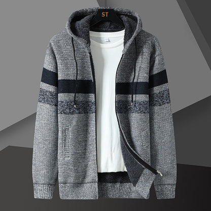 Open men's jacket showing the cozy sherpa lining inside
