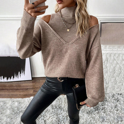 Rollkragenpullover Damen | Off-Shoulder & Warm 1