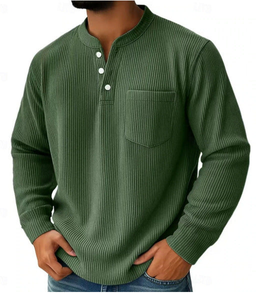 Men's waffle knit shirt styled for a casual everyday outfit