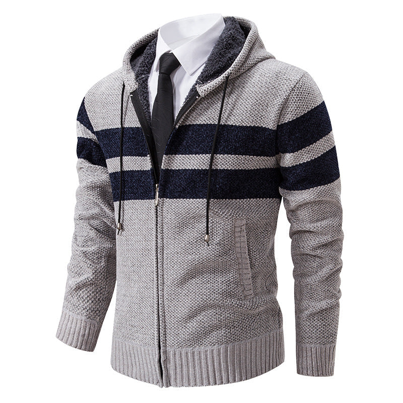 Soft teddy fleece lining visible inside the men's hooded jacket
