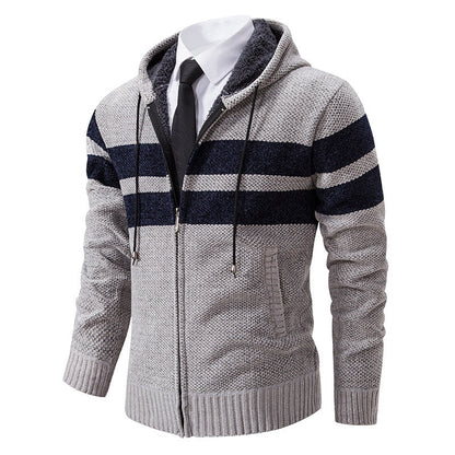 Soft teddy fleece lining visible inside the men's hooded jacket