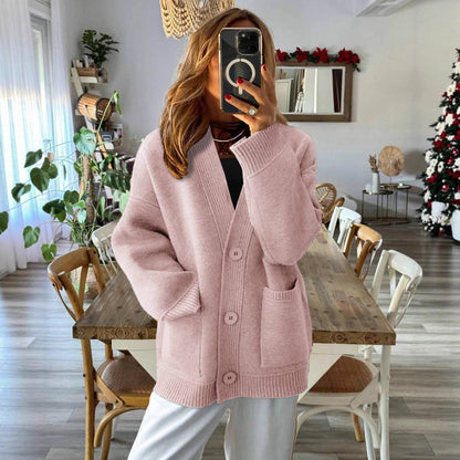 Strickjacke Damen | Lang mit Taschen und V-Ausschnitt 3