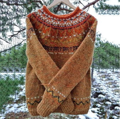Strickpullover Damen | Isländisches Muster & Kuschelig Warm 3