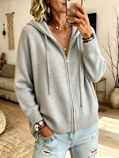 Strickjacke Damen mit Kapuze | Reißverschluss für flexibles Tragen 10