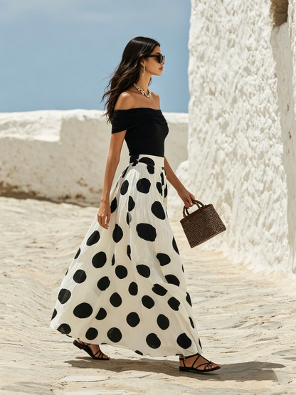 Off-Shoulder Polka Dot Maxi-Kleid für ein Urlaubsgefühl 1