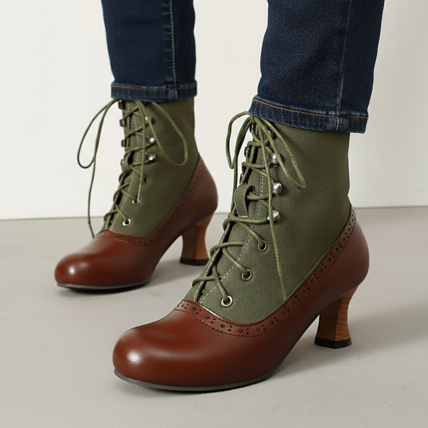 Damen Stiefeletten Schnürverschluss Schlank Geschnitten Schuhe 2