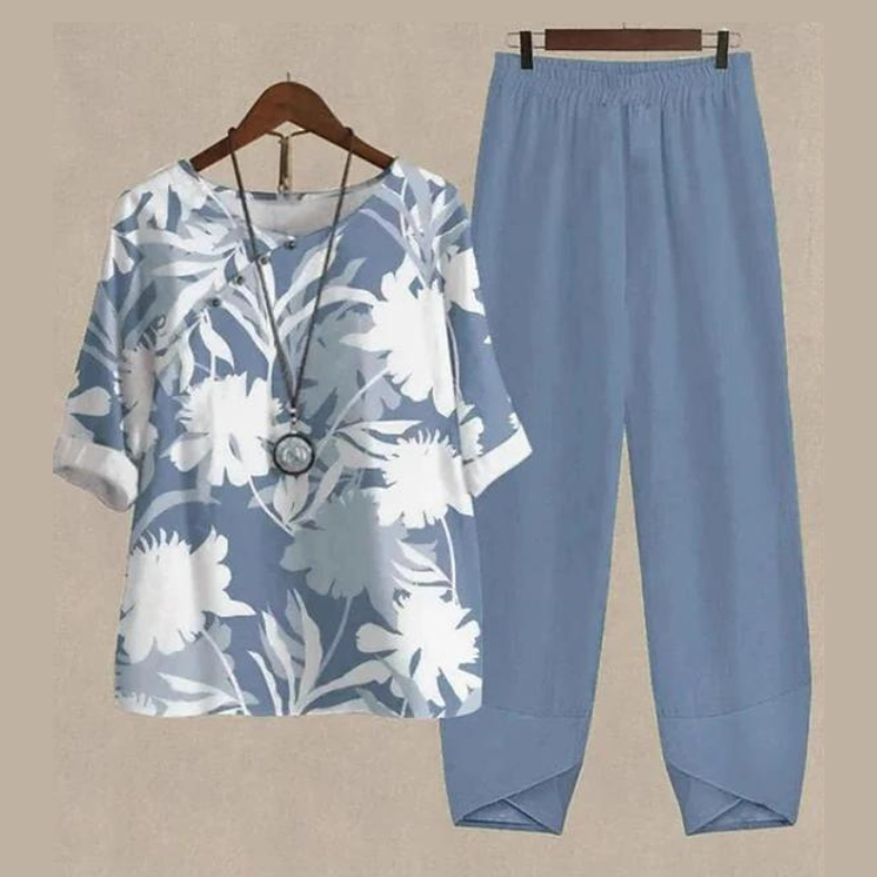 Zweiteiler Damen | Schmetterlingsprint mit Komfortbund 6