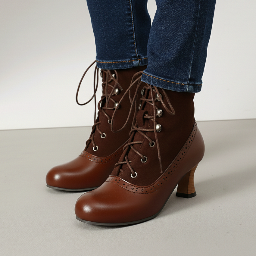 Damen Stiefeletten Schnürverschluss Schlank Geschnitten Schuhe 7