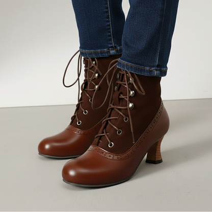 Damen Stiefeletten Schnürverschluss Schlank Geschnitten Schuhe 7