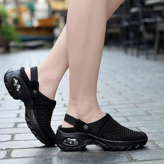 Luftpolster Schuhe Damen | Slip-On Sandalen mit Plateau