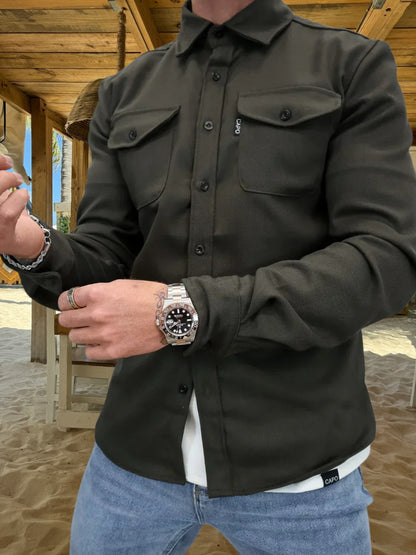 Oswin | Vielseitiges Overshirt aus robuster Baumwollmischung mit langem Arm und Knopfverschluss