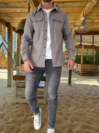 Oswin | Vielseitiges Overshirt aus robuster Baumwollmischung mit langem Arm und Knopfverschluss