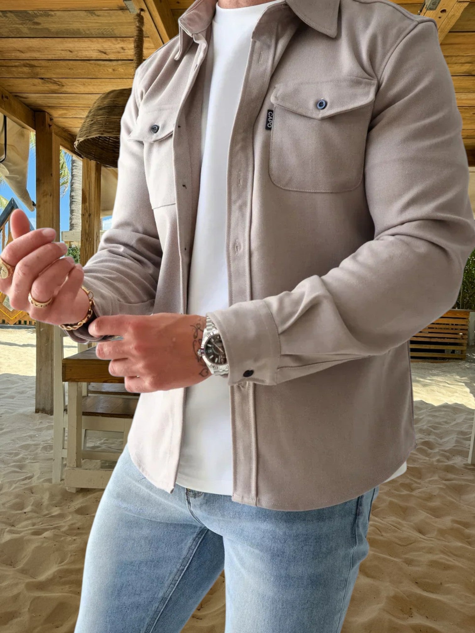 Oswin | Vielseitiges Overshirt aus robuster Baumwollmischung mit langem Arm und Knopfverschluss
