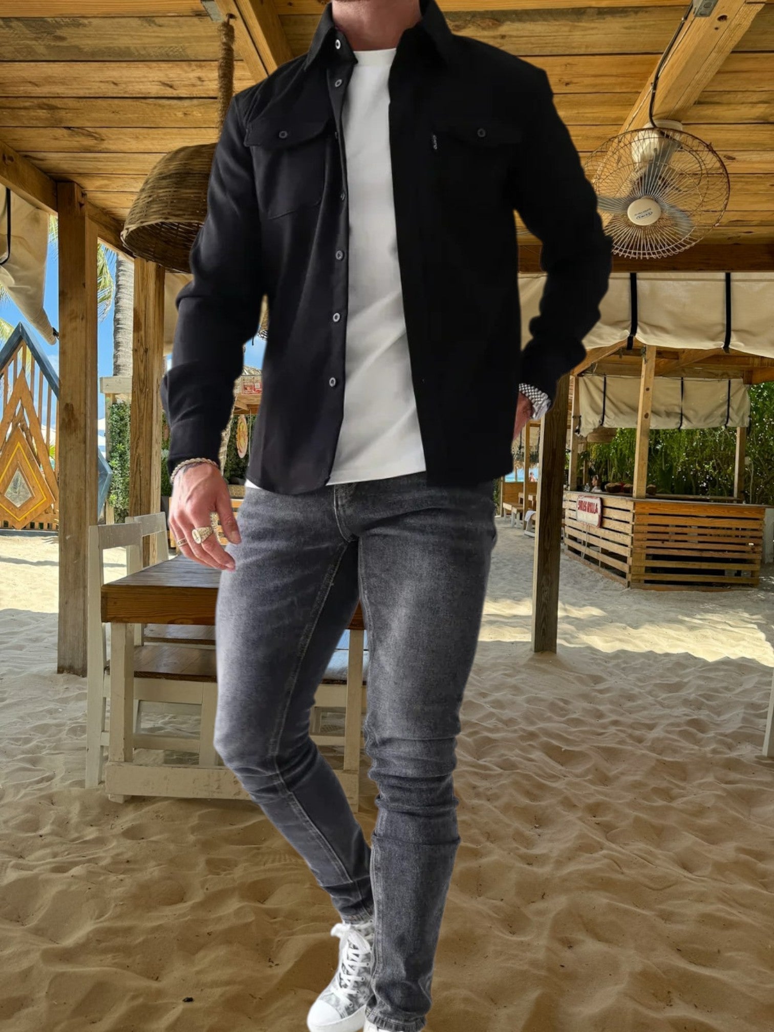 Oswin | Vielseitiges Overshirt aus robuster Baumwollmischung mit langem Arm und Knopfverschluss