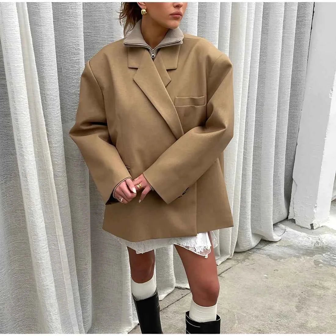 Oversize Blazer Damen | Reverskragen & Schulterpolster