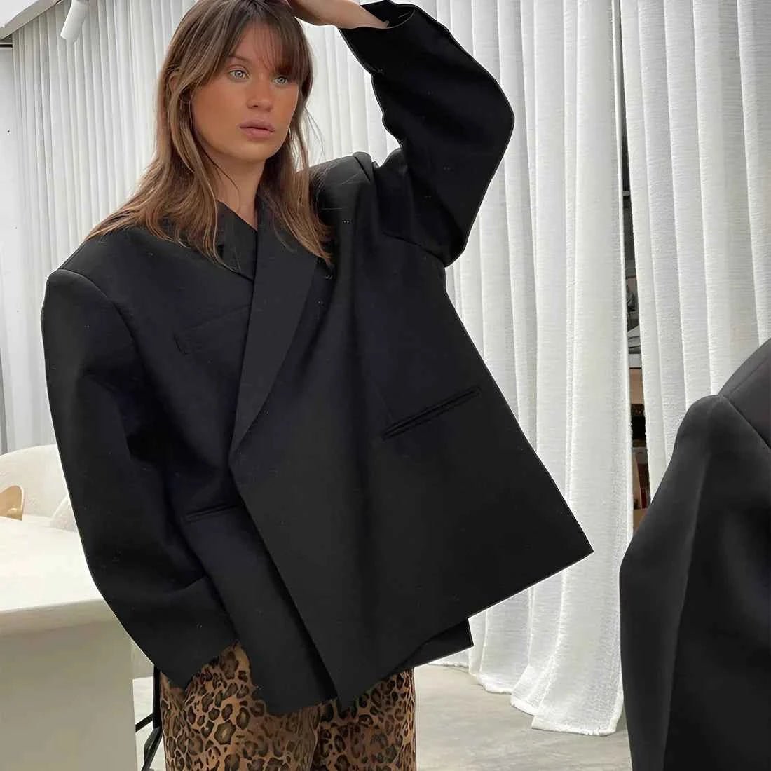 Oversize Blazer Damen | Reverskragen & Schulterpolster