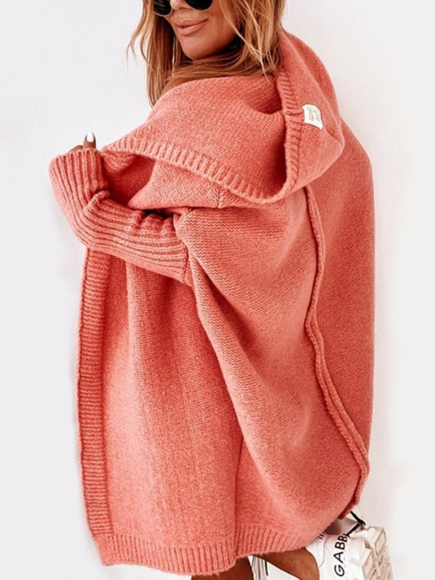 Oversize-Strickjacke mit Kapuze für Damen | Lang