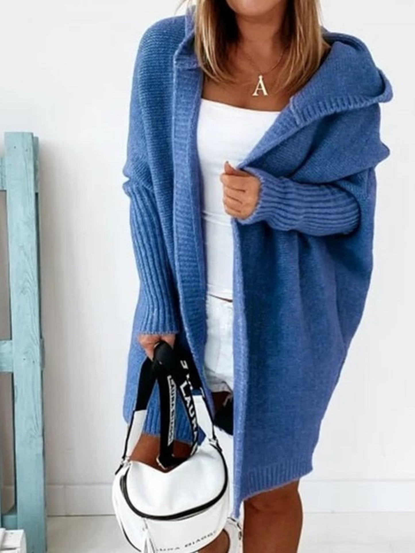 Oversize-Strickjacke mit Kapuze für Damen | Lang